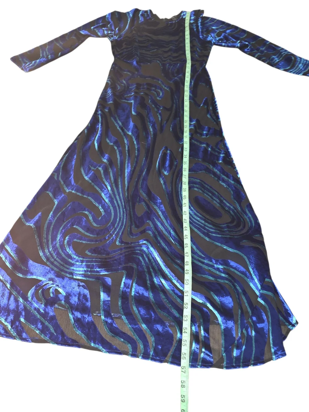 NWT Karen Millen Petite Blue Velvet Burnout Maxi Dress UK 10 US 6 Formal - Picture 11 of 14